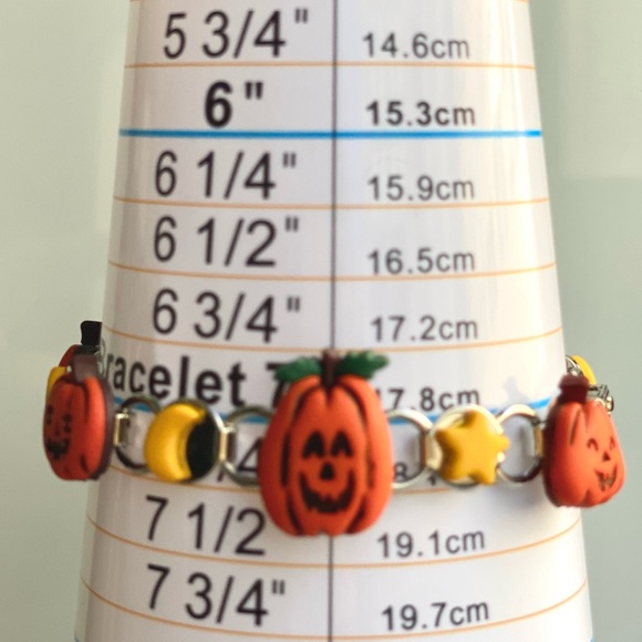 🚫SOLD OUT🚫Halloween Pumpkin & Moon Charm Bracelet - Spooky Season Jewelry - Picture 6 of 6